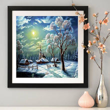 Charger l&#39;image dans la galerie, Scène de neige - diamant rond complet - 30x30cm
