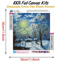 Charger l&#39;image dans la galerie, Scène de neige - diamant rond complet - 30x30cm
