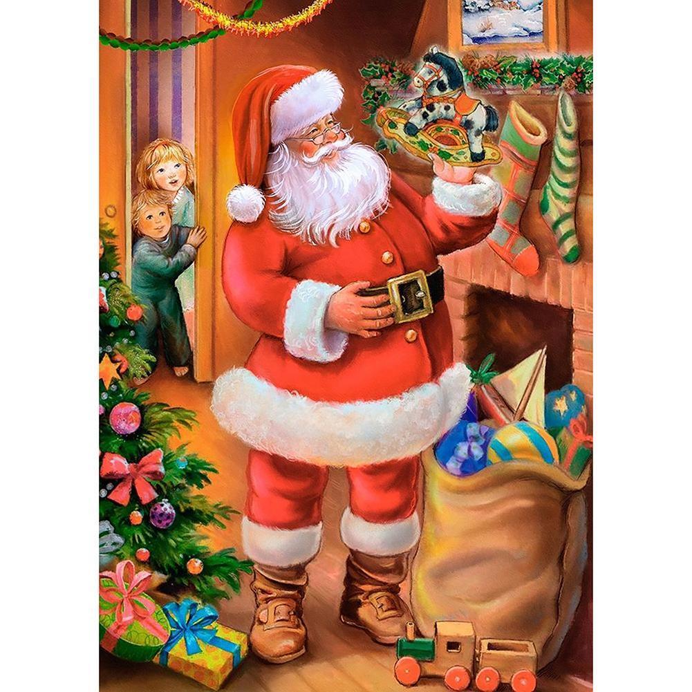 Père Noël - diamant rond complet - 30x40cm