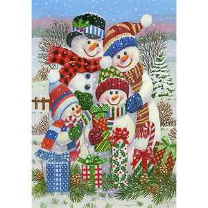 Bonhomme de neige - diamant rond complet - 30x40cm