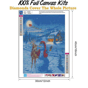 Bonhomme de neige - diamant rond complet - 30x40cm