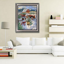 Charger l&#39;image dans la galerie, Bonhomme de neige - diamant rond complet - 30x40cm
