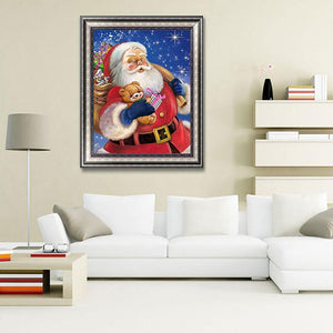 Ensemble de père noël - diamant rond complet - 30x40cm