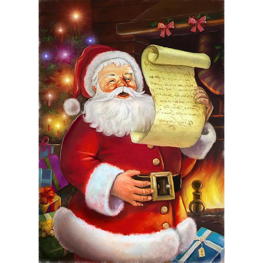 Ensemble de père noël - diamant rond complet - 30x40cm