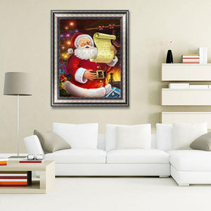Ensemble de père noël - diamant rond complet - 30x40cm