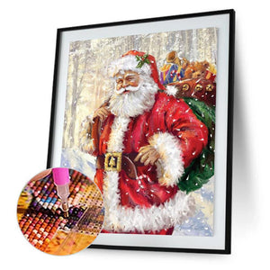 Père Noël - diamant rond complet - 30x40cm