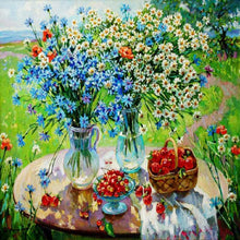 Charger l&#39;image dans la galerie, Fleurs - diamant rond complet - 30x30cm
