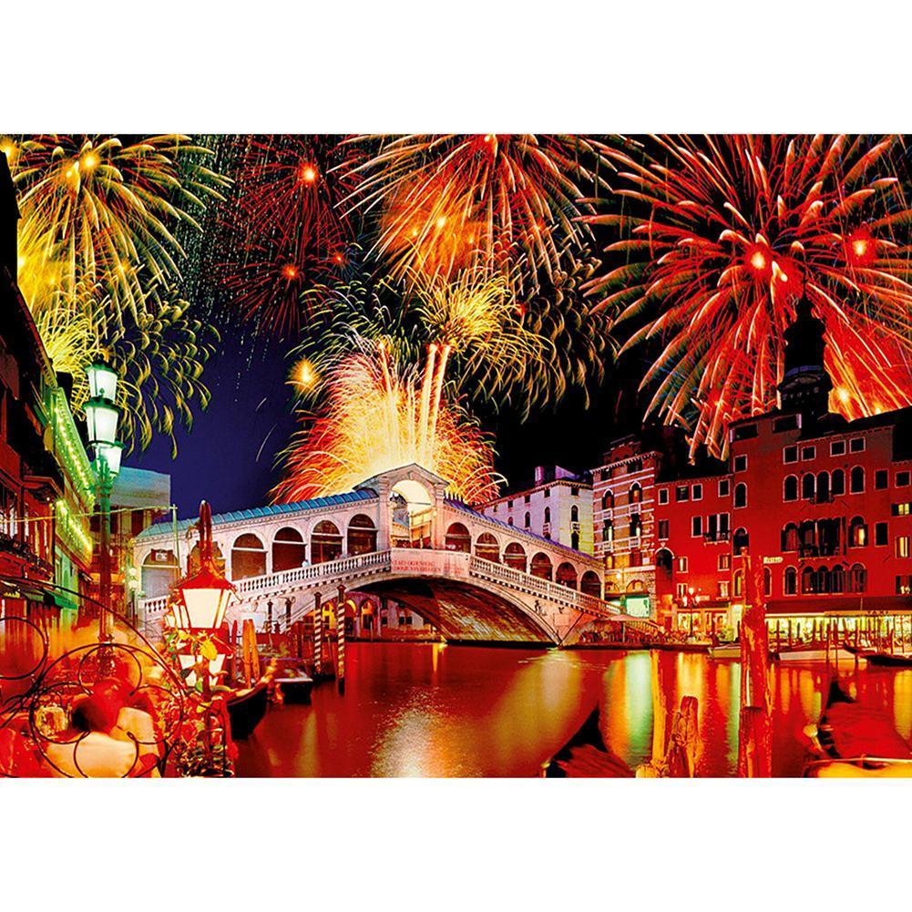 Feux d’artifice - diamant rond complet - 40x30cm