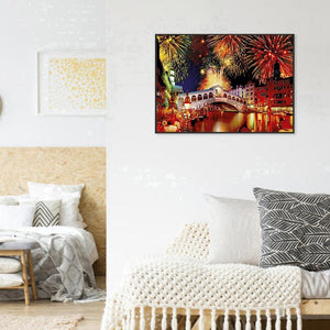 Feux d’artifice - diamant rond complet - 40x30cm