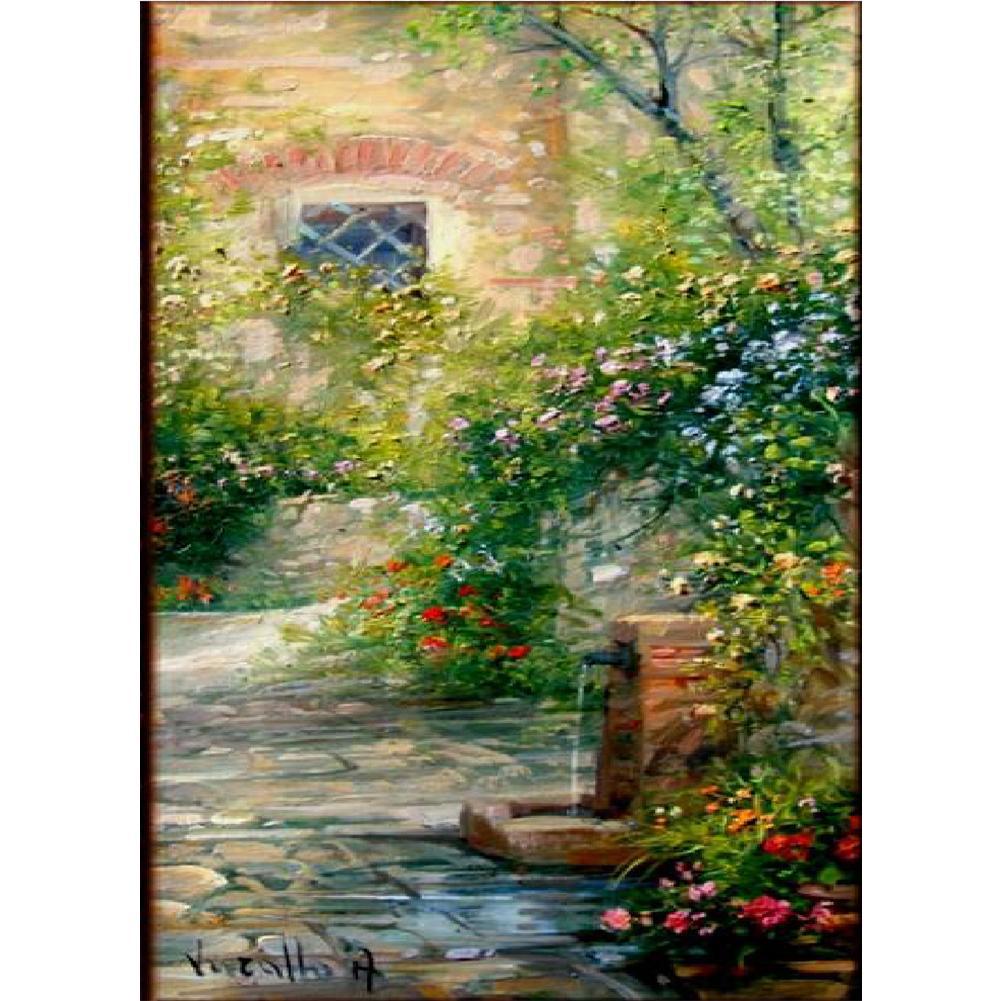 Forêt de montagne - diamant rond complet - 30x40cm