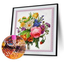 Charger l&#39;image dans la galerie, Fleurs - diamant rond complet - 30x30cm
