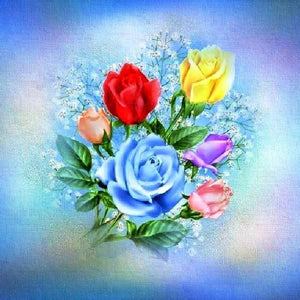Fleurs - diamant rond complet - 30x30cm