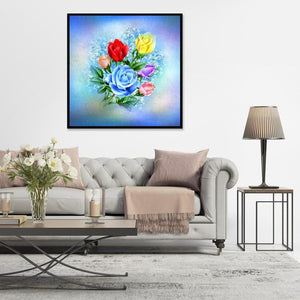 Fleurs - diamant rond complet - 30x30cm