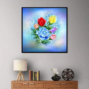 Fleurs - diamant rond complet - 30x30cm
