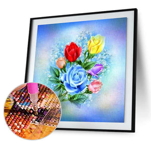 Fleurs - diamant rond complet - 30x30cm