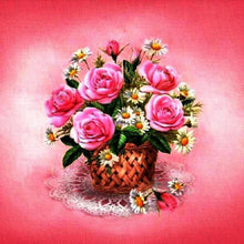 Charger l&#39;image dans la galerie, Fleurs - diamant rond complet - 30x30cm
