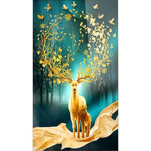 Charger l&#39;image dans la galerie, Cerf chanceux - diamant rond complet - 45x85cm

