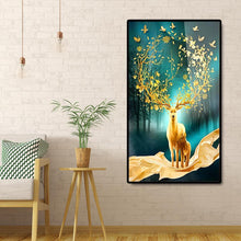 Charger l&#39;image dans la galerie, Cerf chanceux - diamant rond complet - 45x85cm
