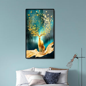 Cerf chanceux - diamant rond complet - 45x85cm