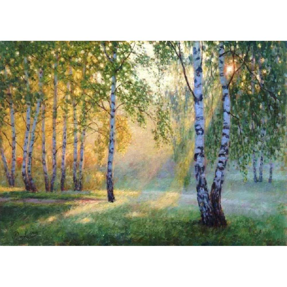Paysage rural - diamant rond complet - 40x30cm