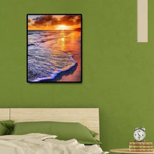 Charger l&#39;image dans la galerie, Plage du soir - diamant rond complet - 30x40cm
