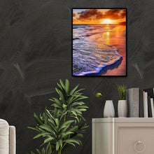 Charger l&#39;image dans la galerie, Plage du soir - diamant rond complet - 30x40cm
