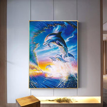 Charger l&#39;image dans la galerie, Dolphin - diamant rond complet - 30x40cm
