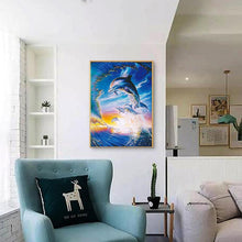 Charger l&#39;image dans la galerie, Dolphin - diamant rond complet - 30x40cm
