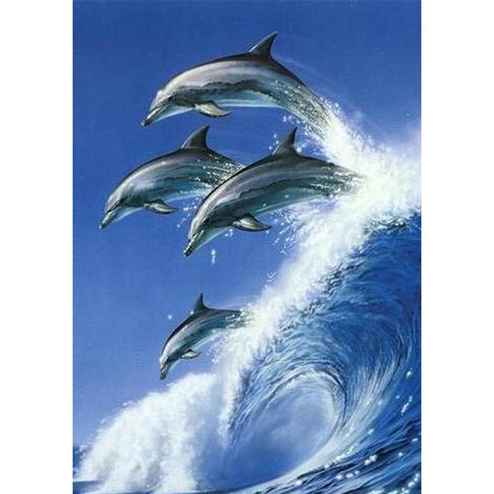 Dolphin - diamant rond complet - 30x40cm