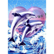 Charger l&#39;image dans la galerie, Dolphin - diamant rond complet - 30x40cm
