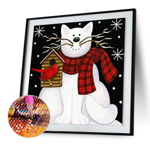 Chat - diamant rond complet - 30x30cm