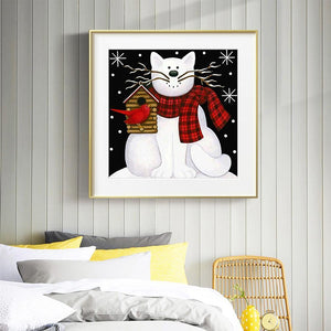 Chat - diamant rond complet - 30x30cm