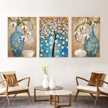 Charger l&#39;image dans la galerie, 3 panneaux vase arbre - diamant rond complet - 95x45cm
