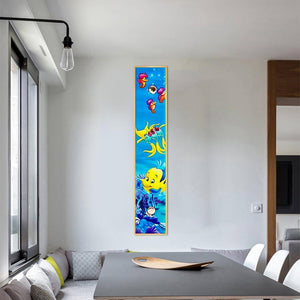 Poisson et hippocampe - diamant rond complet - 25x115cm
