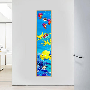 Poisson et hippocampe - diamant rond complet - 25x115cm