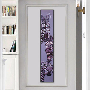 Zèbre animal - diamant rond complet - 25x115cm