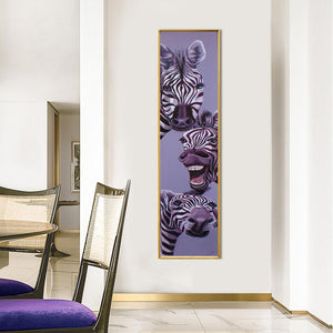 Zèbre animal - diamant rond complet - 25x115cm