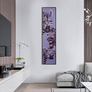 Zèbre animal - diamant rond complet - 25x115cm