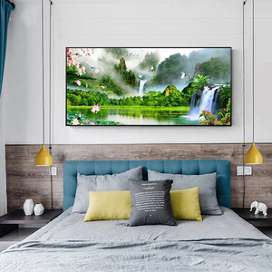 Jardin de chute d’eau - diamant rond complet - 100x40cm