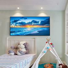Charger l&#39;image dans la galerie, Lever de soleil en mer - diamant rond complet - 100x40cm
