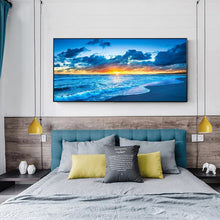 Charger l&#39;image dans la galerie, Lever de soleil en mer - diamant rond complet - 100x40cm
