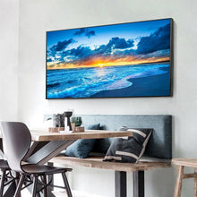 Charger l&#39;image dans la galerie, Lever de soleil en mer - diamant rond complet - 100x40cm
