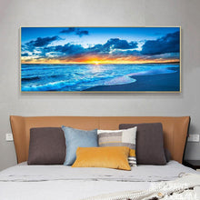 Charger l&#39;image dans la galerie, Lever de soleil en mer - diamant rond complet - 100x40cm
