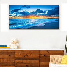 Charger l&#39;image dans la galerie, Lever de soleil en mer - diamant rond complet - 100x40cm
