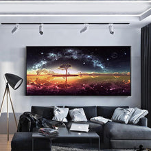 Charger l&#39;image dans la galerie, Étoile sur le lac - diamant rond complet - 100x40cm
