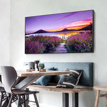 Charger l&#39;image dans la galerie, Fleur de bord du lac - diamant rond complet - 100x40cm
