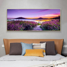 Charger l&#39;image dans la galerie, Fleur de bord du lac - diamant rond complet - 100x40cm

