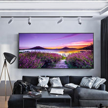 Charger l&#39;image dans la galerie, Fleur de bord du lac - diamant rond complet - 100x40cm
