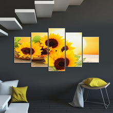 Charger l&#39;image dans la galerie, Tournesol 5 panneau - diamant rond complet - 95x45cm
