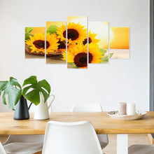 Charger l&#39;image dans la galerie, Tournesol 5 panneau - diamant rond complet - 95x45cm
